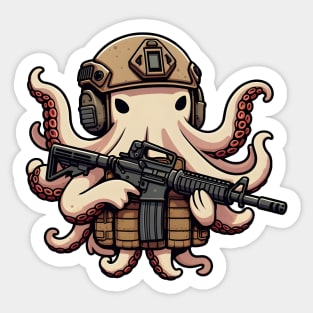 Tactical Octopus Adventure Tee: Where Intelligence Meets Style Sticker